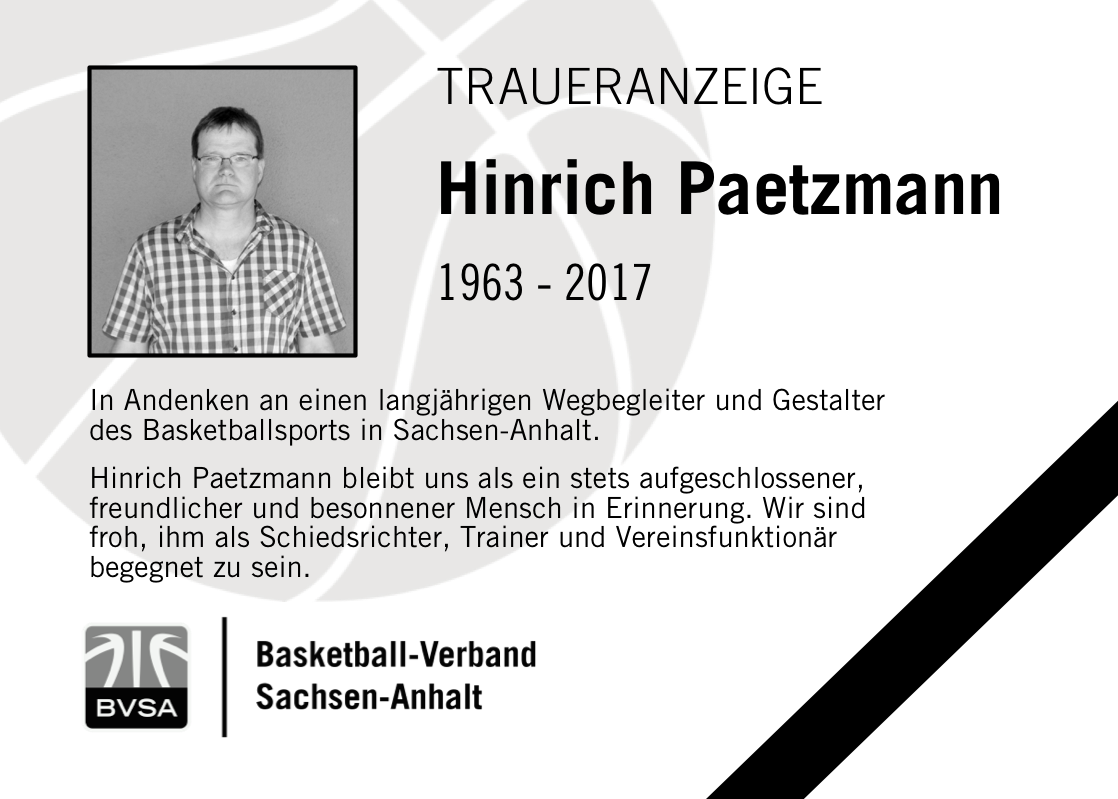 Der BVSA trauert um Sportfreund Hinrich Paetzmann // Foto: BVSA